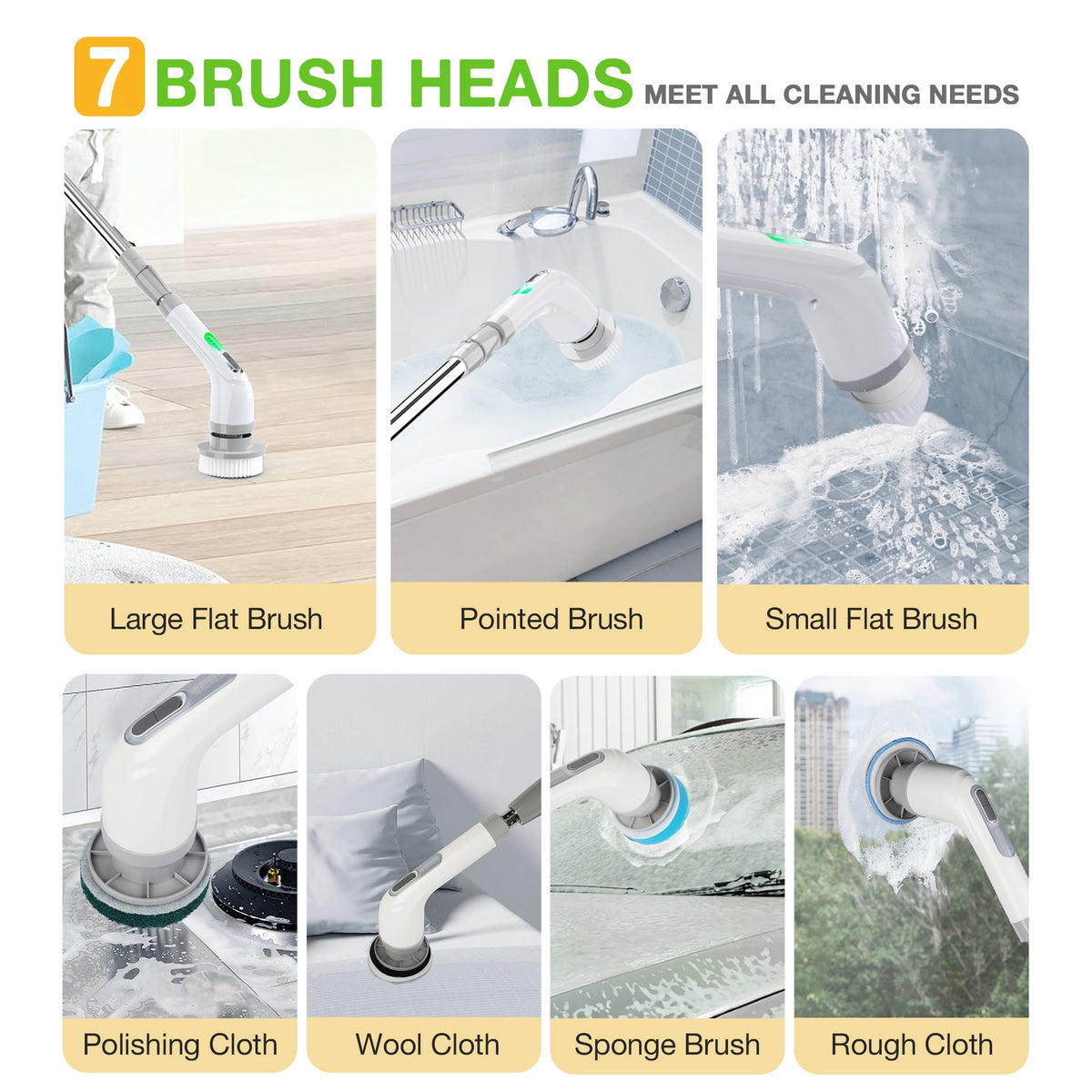 LOHEER Electric Spin Scrubber, Cordless Bathroom Scrubber Cleaning Brush for Floor, Bathtub, Kitchen